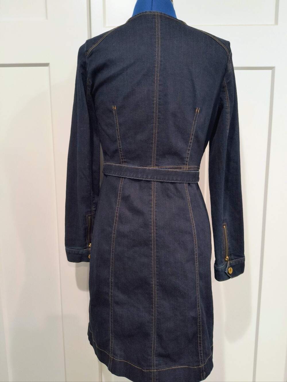 INC International Concepts Dark Indigo Long-Sleeve Zip Front Dress - Picture 4 of 9